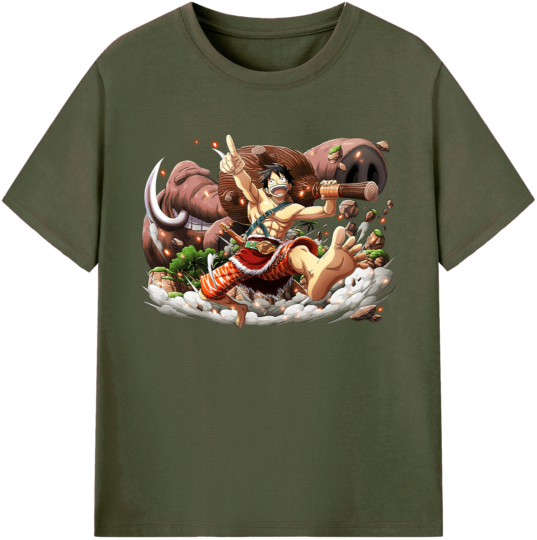 ワンピース モンキー・D・ルフィ ONE PIECE Monkey D. Luffy 綿100％ メンズ半袖Tシャツ｜肌触りやわらか＆通気性